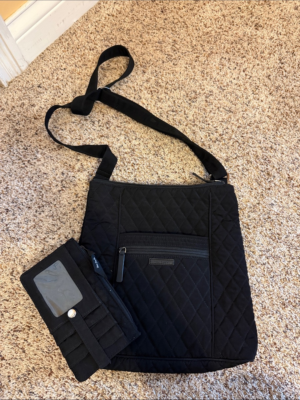 Vera Bradley Black Quilted Crossbody with Matching Wallet